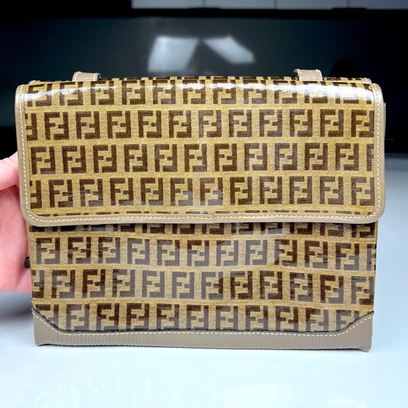 FENDI Zucca Shoulder Bag Coating Canvas And Leather - Picture 7 of 12